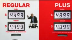 Stickers blast Biden at gas pumps