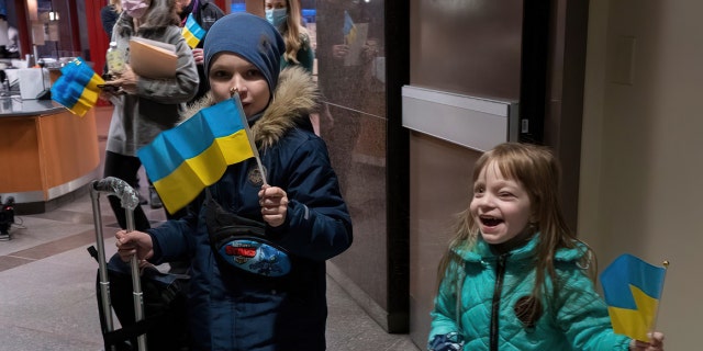 A brother and sister arrive at St. Jude Children’s Research Hospital in Memphis after traveling from Ukraine as a part of the St. Jude Global SAFER Ukraine project. The girl is among the first group of Ukrainian pediatric cancer patients to come to the United States to continue their long-term cancer treatment. SAFER Ukraine is a humanitarian effort launched following the Russian invasion to provide safe passage for childhood cancer patients and their families out of Ukraine.