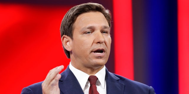 Florida Gov. Ron DeSantis speaks during the welcome segment of the Conservative Political Action Conference (CPAC) in Orlando, Florida, U.S. February 26, 2021. 