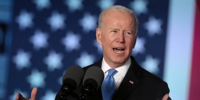 U.S. President Joe Biden speaks during an event at the Royal Castle, amid Russia's invasion of Ukraine, in Warsaw, Poland March 26, 2022.