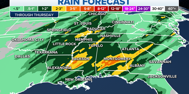 Southeast rain forecast