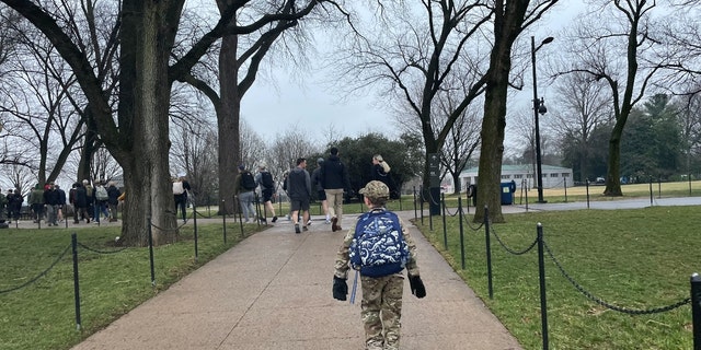 Boy marches at the Global War on Terrorism Memorial Foundation's first annual "Ruck the Reserve" event. (Fox News/Audrey Conklin)