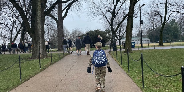 Boy marches at the Global War on Terrorism Memorial Foundation's first annual "Ruck the Reserve" event. (Fox News/Audrey Conklin)