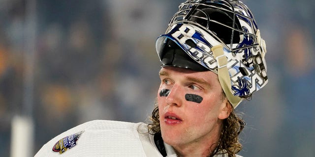 Tampa Bay Lightning goaltender Andrei Vasilevskiy waits for play to resume in the third period of an NHL Stadium Series hockey game against the Nashville Predators Saturday, Feb. 26, 2019, in Nashville, Tenn.