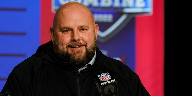 New York Giants head coach Brian Daboll speaks during a press conference at the NFL football scouting combine in Indianapolis, Tuesday, March 1, 2022.