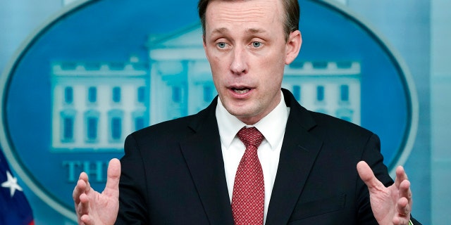 White House national security adviser Jake Sullivan speaks during a press briefing at the White House