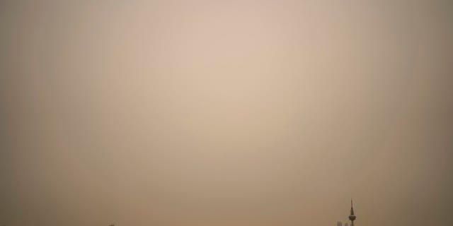 The skyline of Madrid is pictured as storm Celia blew sand from the Sahara desert at the the Cerro del Tio Pio park in Madrid, Spain.