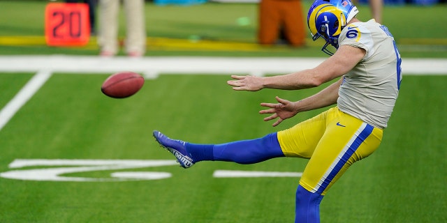 Los Angeles Rams' Johnny Hekker punts during the first half of the team's NFL football game against the New York Jets on Dec. 20, 2020, in Inglewood, Calif.