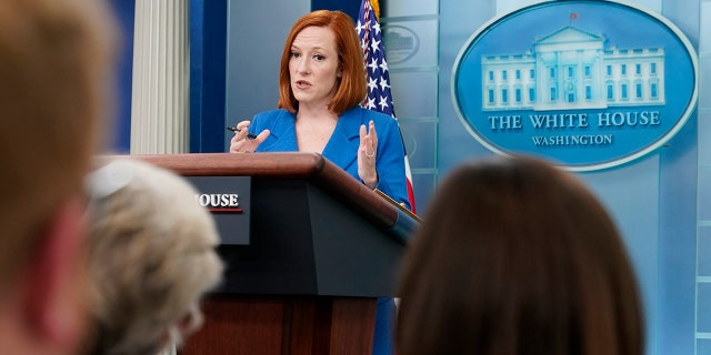 White House press secretary Jen Psaki speaks during a press briefing at the White House, Friday, March 18, 2022, in Washington.