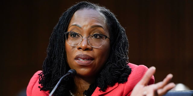 Supreme Court nominee Ketanji Brown Jackson testifies during her Senate Judiciary Committee confirmation hearing on Capitol Hill in Washington, Tuesday, March 22, 2022. 