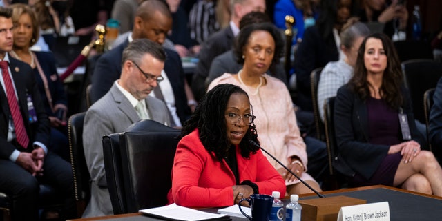 Supreme Court nominee Ketanji Brown Jackson speaks during her confirmation hearing before the Senate Judiciary Committee, Tuesday, March 22, 2022, in Washington.