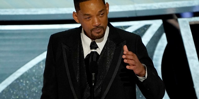 Will Smith cries as he accepts the award for best performance by an actor in a leading role for "King Richard" at the Oscars on Sunday, March 27, 2022, at the Dolby Theatre in Los Angeles.