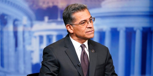 Health and Human Services Secretary Xavier Becerra is interviewed by the Associated Pres March 17, 2022, in Washington. 