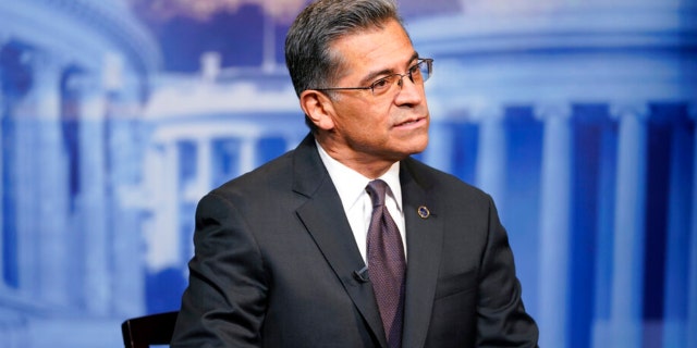 Health and Human Services Secretary Xavier Becerra is interviewed by the Associated Pres March 17, 2022, in Washington. 