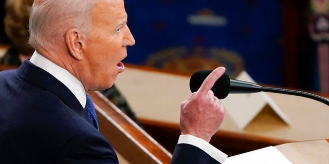 President Joe Biden delivers his first State of the Union address to a joint session of Congress, at the Capitol in Washington, Tuesday, March 1, 2022. (WHD Photo/J. Scott Applewhite, Pool)