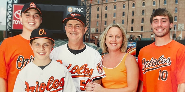 Billie Jauss, center, with her husband and three sons in 2008. "You may be fearful" of new situations, she said — "but God has not given us a spirit of fear. He's given us a spirit of power."