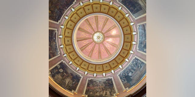 Barnes told Fox News Digital that the capitol building was "one of my favorites" because it was "very comfortable." The inside of the Montgomery capitol building dome is pictured here.