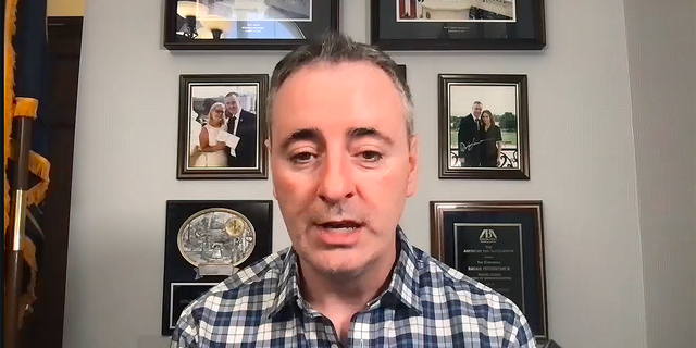 Rep. Brian Fitzpatrick, R-Pa., talks about his planned trip to the Ukraine border on March 4, 2022. 