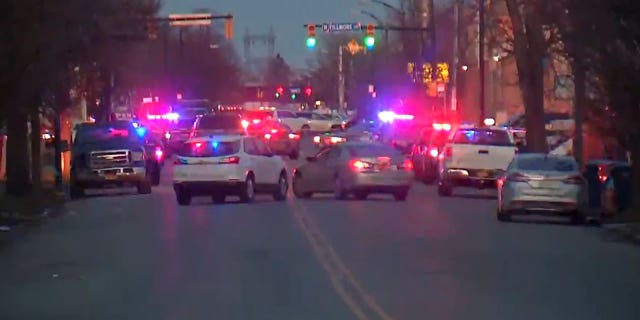 Scene where three Buffalo, New York police officers were shot Tuesday evening.