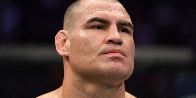 Cain Velasquez reacts after his KO loss to Francis Ngannou, of Cameroon, in their heavyweight bout during the UFC Fight Night event at Talking Stick Resort Arena on Feb. 17, 2019 in Phoenix.