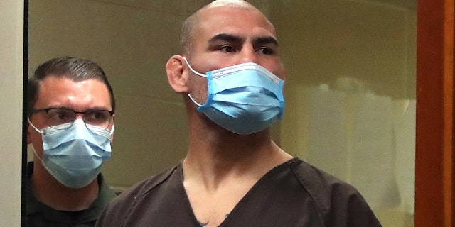 Former UFC heavyweight champion Cain Velasquez makes an initial court appearance at the Santa Clara County Hall of Justice Wednesday, March 2, 2022, in San Jose, Calif.