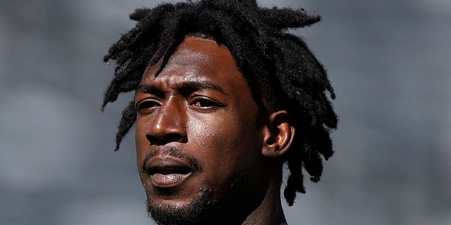 FILE - Atlanta Falcons wide receiver Calvin Ridley (18) warms up before an NFL football game against the New York Giants, Sunday, Sept. 26, 2021, in East Rutherford, N.J.