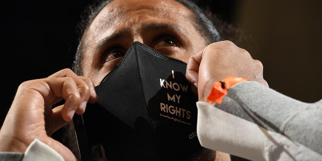 Colin Kaepernick attends the game between the Los Angeles Lakers and the Phoenix Suns on March 13, 2022, at Footprint Center in Arizona.