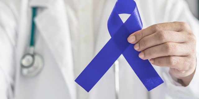 A dark blue ribbon for colon cancer awareness