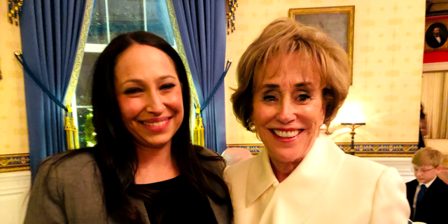 Danielle Robinson, seen in this photo with President Biden's sister, Valerie Biden Owens, was invited to a pre-address reception at the White House.