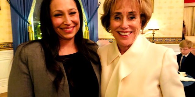 Danielle Robinson, seen in this photo with President Biden's sister, Valerie Biden Owens, was invited to a pre-address reception at the White House.