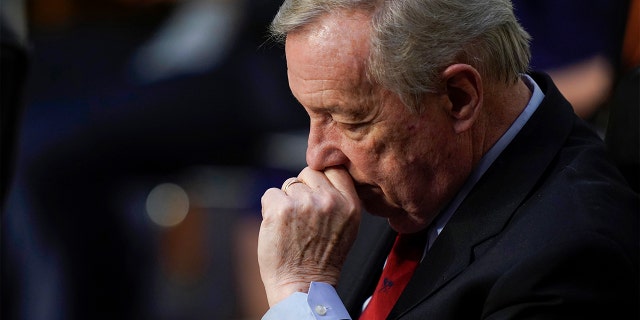 Sen. Dick Durbin, D-Ill., chairman of the Senate Judiciary Committee, pauses during Supreme Court nominee Judge Ketanji Brown Jackson's confirmation hearing before the Senate Judiciary Committee Tuesday, March 22, 2022, on Capitol Hill in Washington.