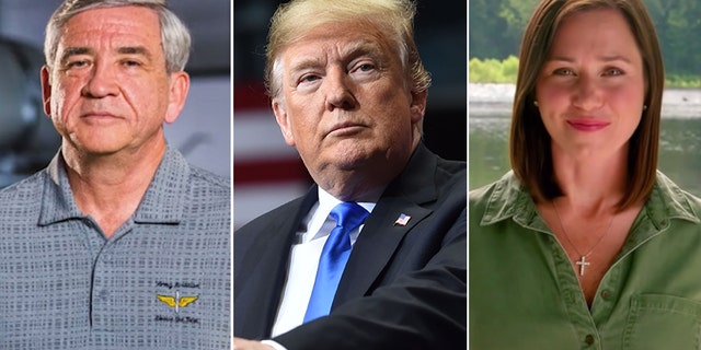 Mike Durant, former President Trump and Katie Britt