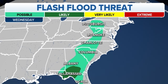 Eastern flash flood threat