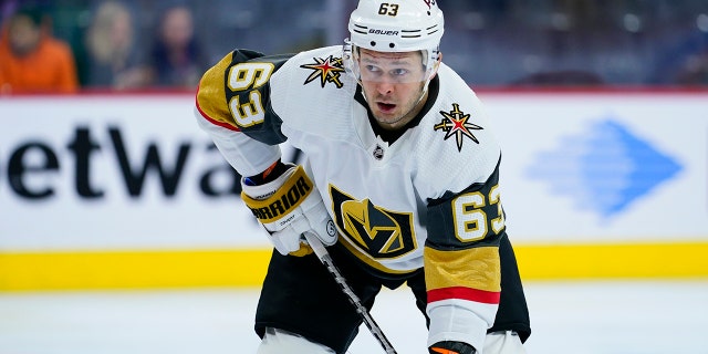 FILE -Vegas Golden Knights' Evgenii Dadonov plays during an NHL hockey game, Tuesday, March 8, 2022, in Philadelphia.