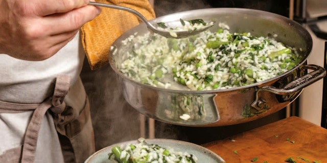 When making this frozen risotto with spring vegetables, don't forget the butter! 