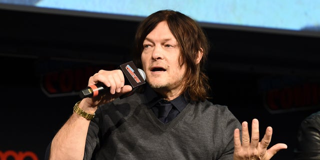 Norman Reedus speaks onstage during The Walking Dead Universe at New York Comic Con 2019 at Hulu Theater at Madison Square Garden Oct. 5, 2019, in New York City.