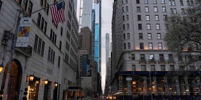 The 5th Avenue area is completely empty on Friday, March 2020 in New York, NY. The city officially announced the closure of all non-essential businesses and implemented a lockdown order earlier in the week. 