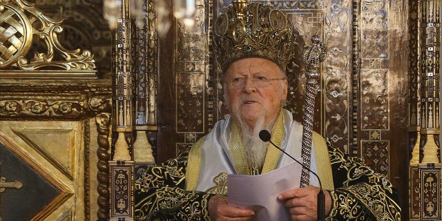 Current archbishop of Constantinople and ecumenical patriarch Bartholomew I of Constantinople serves the service at the principal Eastern Orthodox St. George's Cathedral in Istanbul, Turkey, November 30, 2020. (Photo by Sergii Kharchenko/NurPhoto via Getty Images)