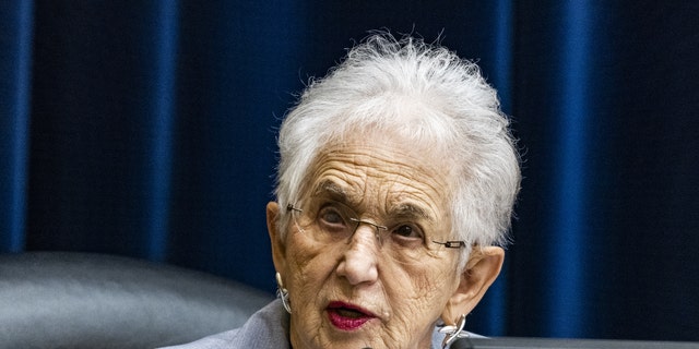 Rep. Virginia Foxx asks questions during a House Education Committee hearing.