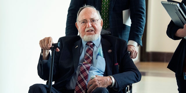 Rep. Don Young, R-Alaska, is seen at the Capitol Visitor Center on Thursday, Sept. 30, 2021. (Photo by Tom Williams/CQ-Roll Call, Inc via Getty Images)