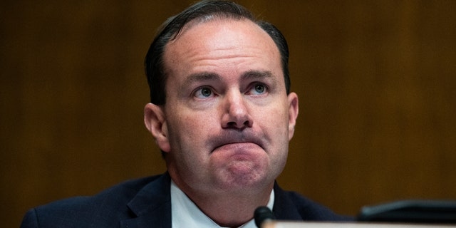 Sen. Mike Lee, R-Utah., questions Nina Morrison, nominee to be U.S. District Judge for the Eastern District Of New York, during her Senate Judiciary Committee confirmation hearing in Dirksen Building on Wednesday, February 16, 2022. (Tom Williams/CQ-Roll Call, Inc via Getty Images)