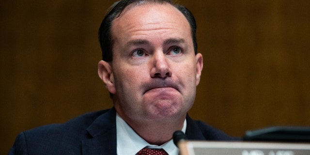 Sen. Mike Lee, R-Utah., questions Nina Morrison, nominee to be U.S. District Judge for the Eastern District Of New York, during her Senate Judiciary Committee confirmation hearing in Dirksen Building on Wednesday, February 16, 2022. (Tom Williams/CQ-Roll Call, Inc via Getty Images)