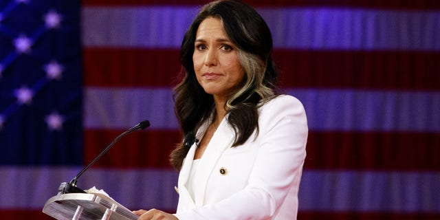 Tulsi Gabbard, former Representative from Hawaii, speaks during the Conservative Political Action Conference (CPAC) in Orlando, Florida, U.S., on Friday, Feb. 25, 2022.