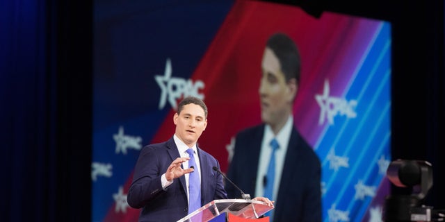 Josh Mandel, U.S. Republican senate candidate for Ohio, speaks during the Conservative Political Action Conference (CPAC) in Orlando, Florida, on Feb. 25, 2022.