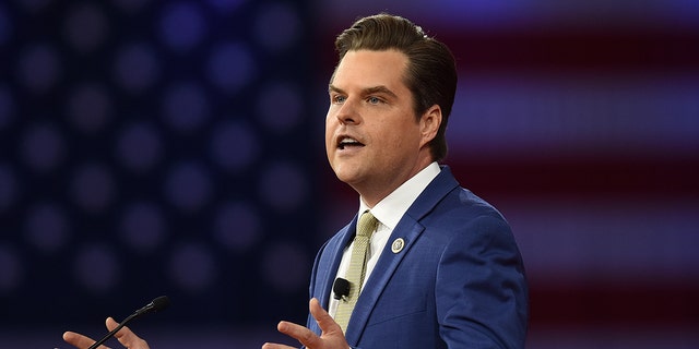 Rep. Matt Gaetz (R-FL) speaks at the 2022 Conservative Political Action Conference at the Rosen Shingle Creek in Orlando, Florida.