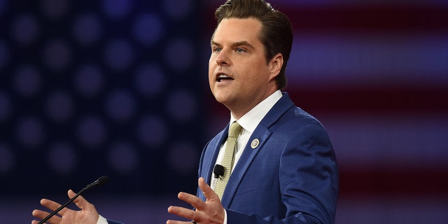 Rep. Matt Gaetz (R-FL) speaks at the 2022 Conservative Political Action Conference at the Rosen Shingle Creek in Orlando, Florida.