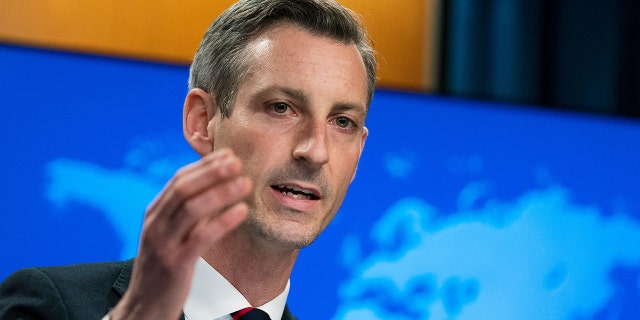 U.S. State Department spokesman Ned Price speaks during a news conference at the State Department, March 10, 2022, in Washington, D.C.