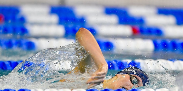 University of Pennsylvania swimmer Lia Thomas swims in the 500 Freestyle finals during the NCAA Swimming and Diving Championships on March 17th, 2022 at the McAuley Aquatic Center in Atlanta Georgia.