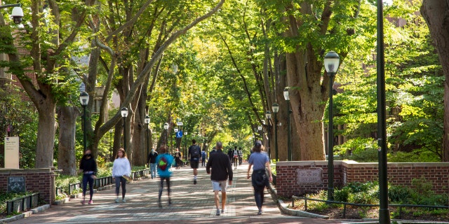 University Campus with few students during pandemic Fall 2020, University of Pennsylvania, Philadelphia, USA.