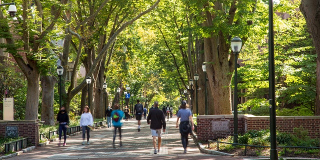 University Campus with few students during pandemic Fall 2020, University of Pennsylvania, Philadelphia, USA. (Photo by: Jumping Rocks/Education Images/Universal Images Group via Getty Images)